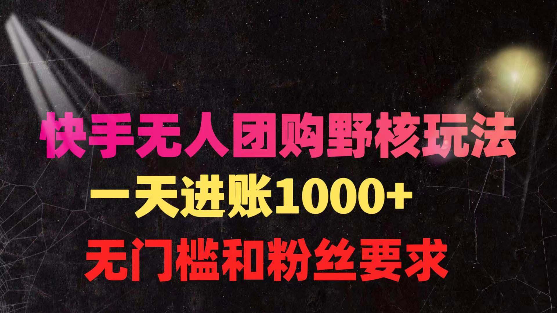 (9638期)快手无人团购带货野核玩法，一天4位数 无任何门槛-天韵资源网