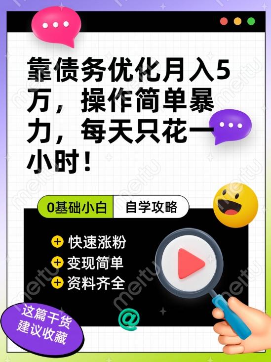 靠债务优化月入五万，每天只要花两个小时，多种方式轻松变现【揭秘】-天韵资源网