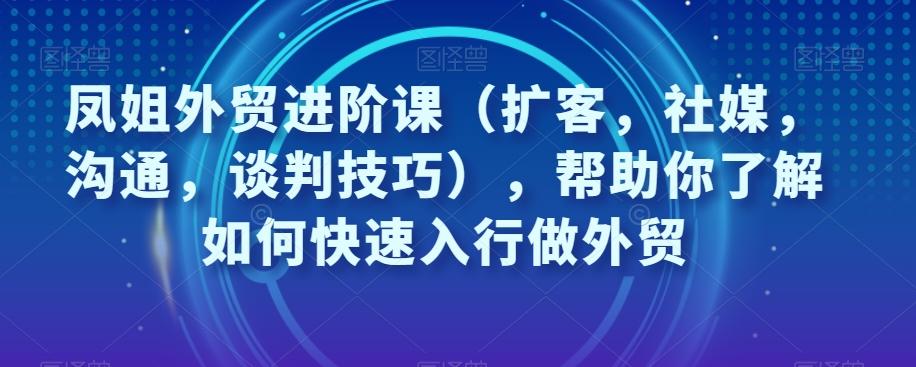 凤姐外贸进阶课（扩客，社媒，沟通，谈判技巧），帮助你了解如何快速入行做外贸-天韵资源网