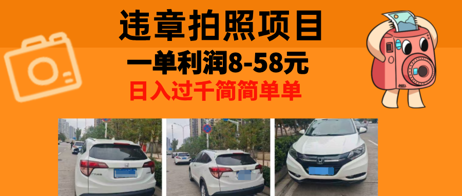 最强副业，违章拍照，一单利润8-58元，全国大小城市都可做-天韵资源网