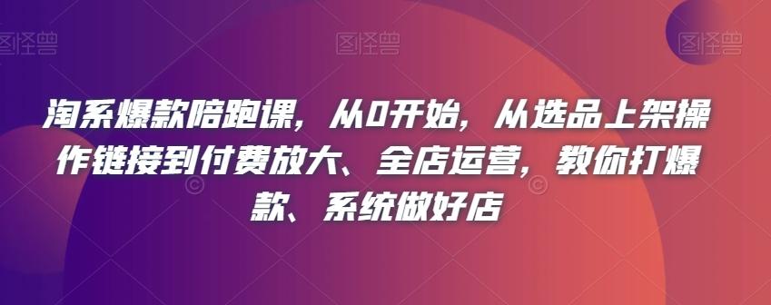 淘系爆款陪跑课，从0开始，从选品上架操作链接到付费放大、全店运营，教你打爆款、系统做好店-天韵资源网