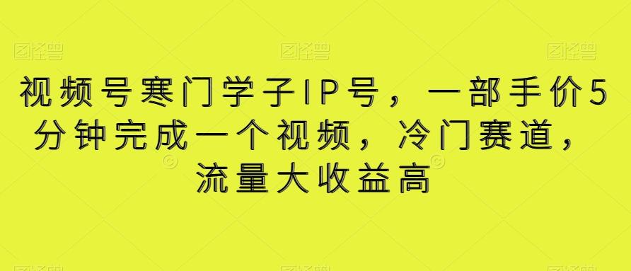 视频号寒门学子IP号，一部手价5分钟完成一个视频，冷门赛道，流量大收益高【揭秘】-天韵资源网