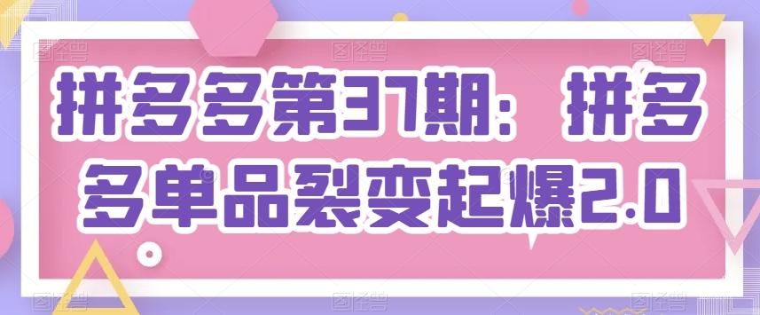 拼多多第37期：拼多多单品裂变起爆2.0-天韵资源网