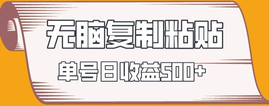 无脑复制粘贴，快速起号无限放大,单号日收益500+-天韵资源网