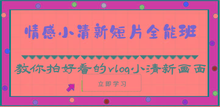 情感小清新短片全能班-教你拍好看的vlog小清新画面(30节课)-天韵资源网