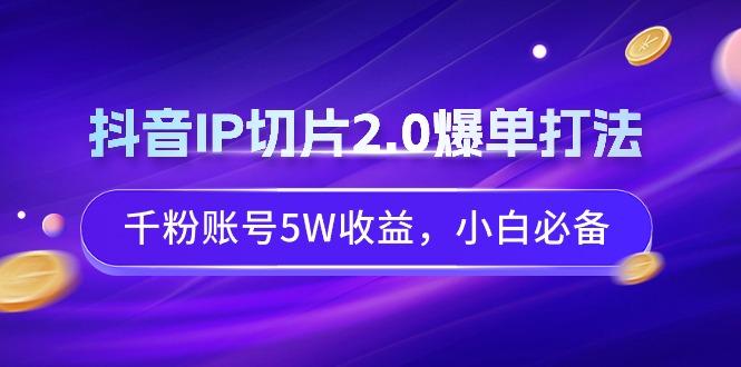 抖音IP切片2.0爆单打法，千粉账号5W收益，小白必备-天韵资源网