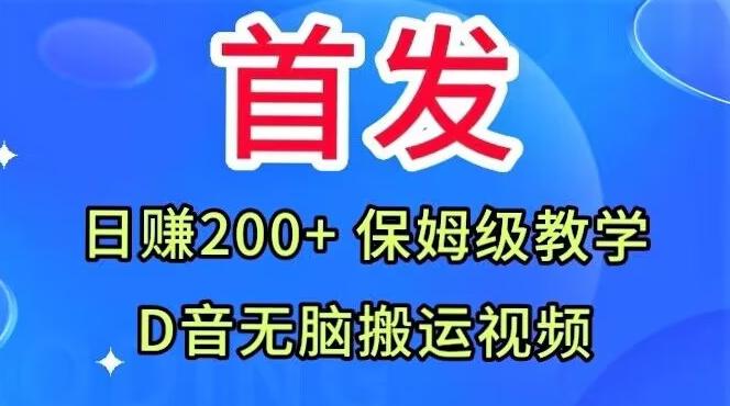 首发，抖音无脑搬运视频，日赚200+保姆级教学【揭秘】-天韵资源网