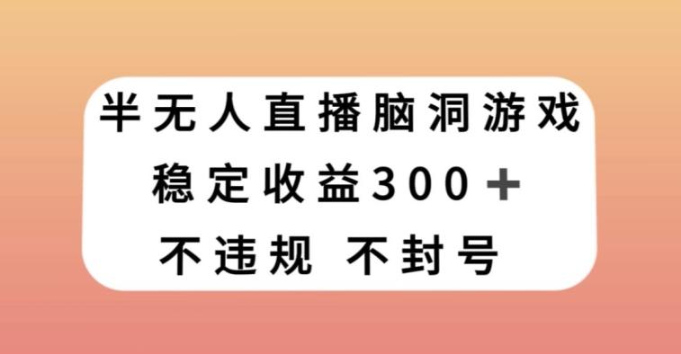 半无人直播脑洞小游戏，每天收入300+，保姆式教学小白轻松上手【揭秘】-天韵资源网