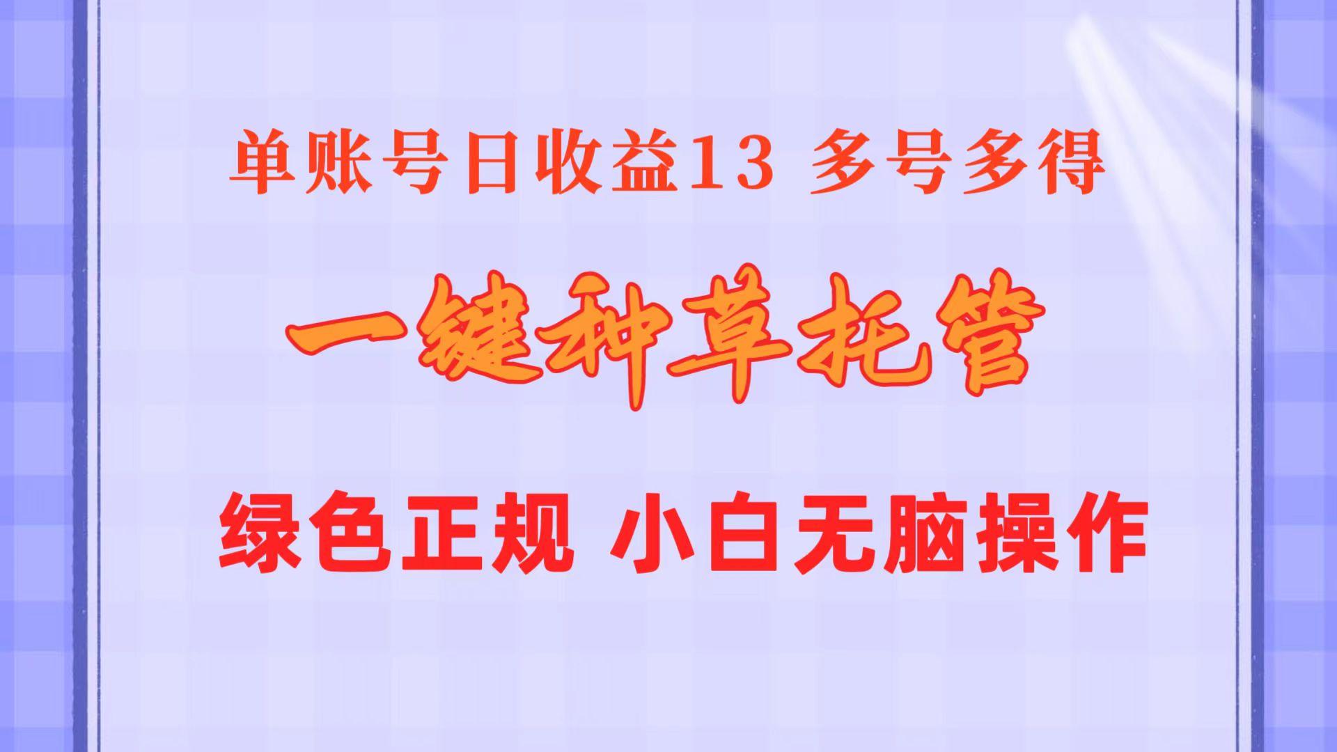 一键种草托管 单账号日收益13元  10个账号一天130  绿色稳定 可无限推广-天韵资源网