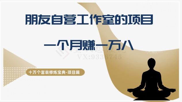 十万个富翁修炼宝典之16.朋友自营工作室的项目，一个月赚一万八-天韵资源网
