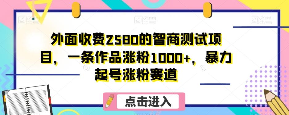 外面收费2580的智商测试项目，一条作品涨粉1000+，暴力起号涨粉赛道【揭秘】-天韵资源网