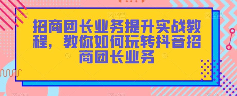招商团长业务提升实战教程，教你如何玩转抖音招商团长业务-天韵资源网