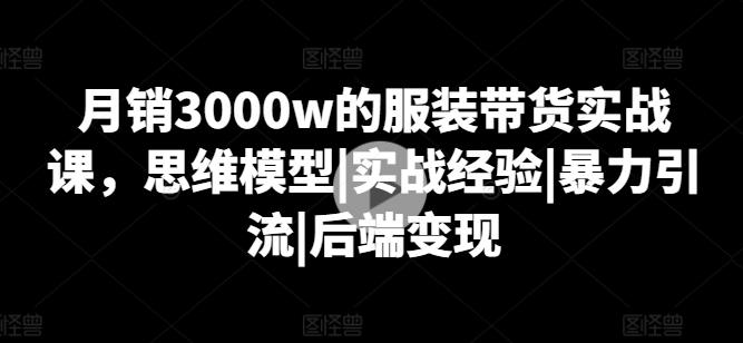 月销3000w的服装带货实战课，思维模型|实战经验|暴力引流|后端变现-天韵资源网
