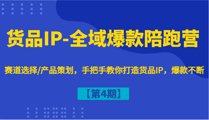 货品IP-全域爆款陪跑营【第4期】赛道选择/产品策划，手把手教你打造货品IP，爆款不断-天韵资源网