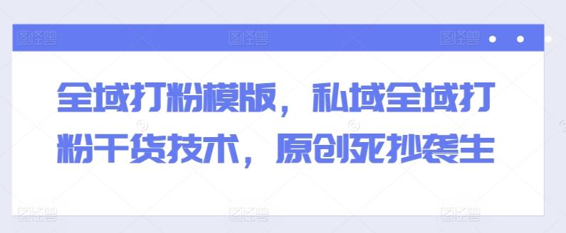 全域打粉模版，私域全域打粉干货技术，原创死抄袭生-天韵资源网