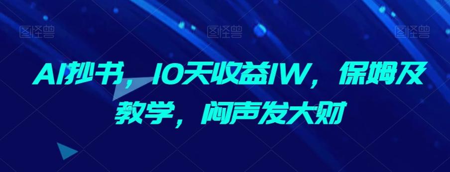 AI抄书，10天收益1W，保姆及教学，闷声发大财-天韵资源网