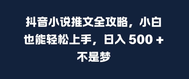 抖音小说推文全攻略，小白也能轻松上手，日入 5张+ 不是梦【揭秘】-天韵资源网