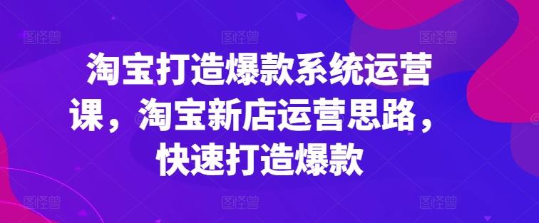 淘宝打造爆款系统运营课，淘宝新店运营思路，快速打造爆款-天韵资源网