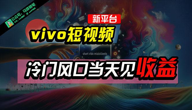 全新平台vivo短视频，新风口AI混剪无脑搬运，冷门风口当天见收益，7天…-天韵资源网