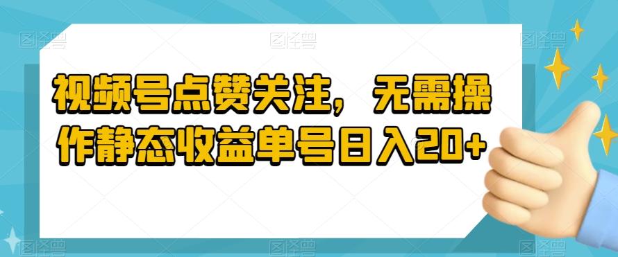 视频号点赞关注，无需操作静态收益单号日入20+-天韵资源网
