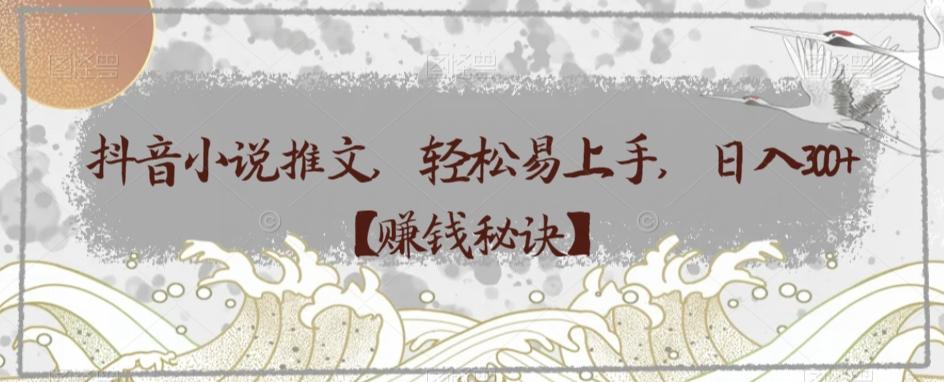 抖音小说推文，轻松易上手，日入300+【赚钱秘诀】-天韵资源网
