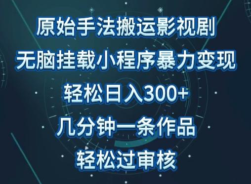 原始手法影视搬运，无脑搬运影视剧，单日收入300+，操作简单，几分钟生成一条视频，轻松过审核【揭秘】-天韵资源网