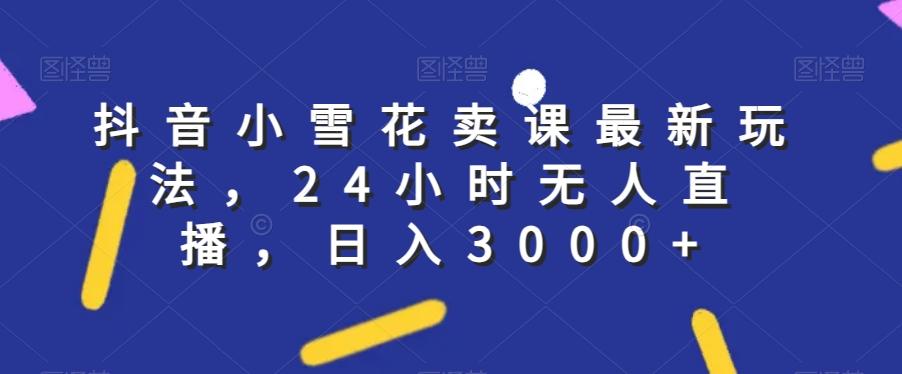 抖音小雪花卖课最新玩法，24小时无人直播，日入3000+【揭秘】-天韵资源网