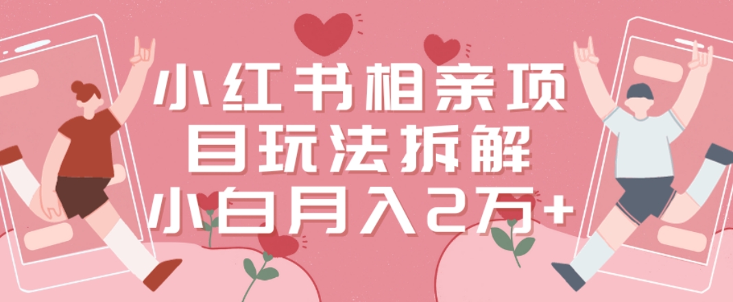 小红书相亲项目玩法拆解，有人通过这个副业项目做到了月收入2万多【揭秘】-天韵资源网
