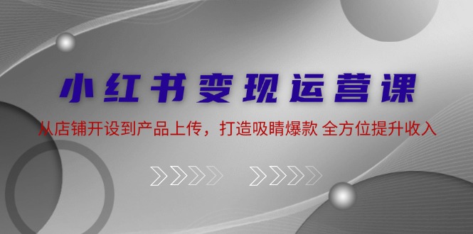 小红书变现运营课：从店铺开设到产品上传，打造吸睛爆款 全方位提升收入-天韵资源网