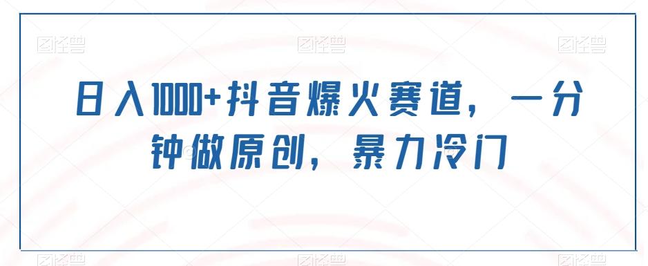 日入1000+抖音爆火赛道，一分钟做原创，暴力冷门-天韵资源网