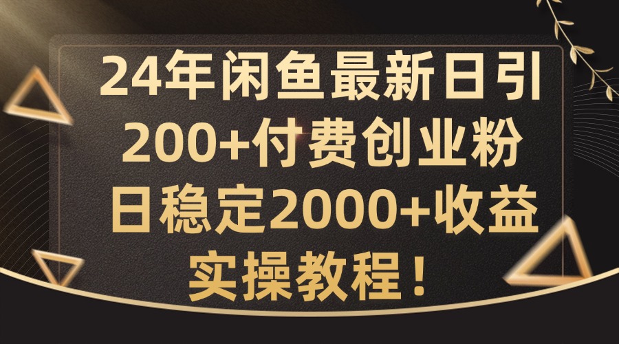 24年闲鱼最新日引200+付费创业粉日稳2000+收益，实操教程【揭秘】-天韵资源网