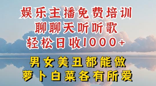 娱乐主播免费培训聊聊天听听歌轻松日收1K+，男女美丑都能做萝卜白菜各有所爱【揭秘】-天韵资源网