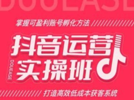 抖音运营实操班，掌握可盈利账号孵化方法，打造高效低成本获客系统-天韵资源网