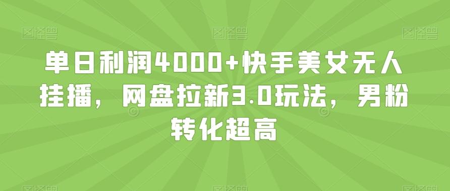 单日利润4000+快手美女无人挂播，网盘拉新3.0玩法，男粉转化超高【揭秘】-天韵资源网