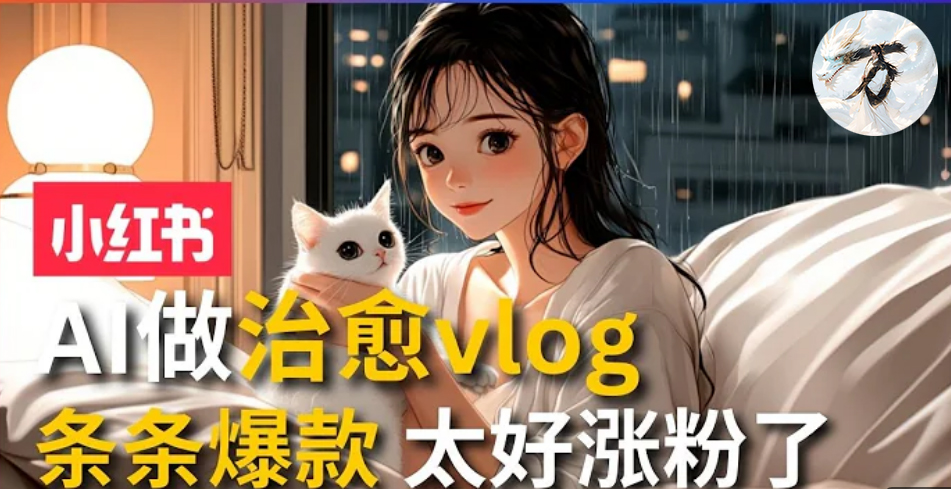 AI治愈系vlog动画视频，小红书1个月轻松涨粉破万，商单报价1500+日入2000+-天韵资源网