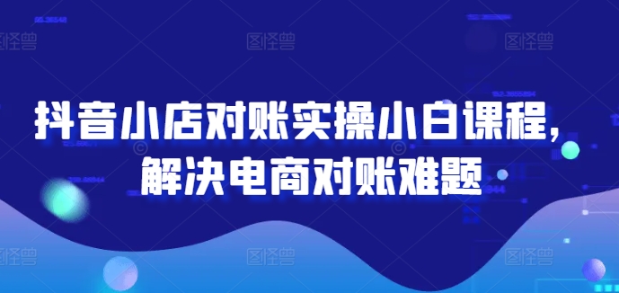 抖音小店对账实操小白课程，解决电商对账难题-天韵资源网