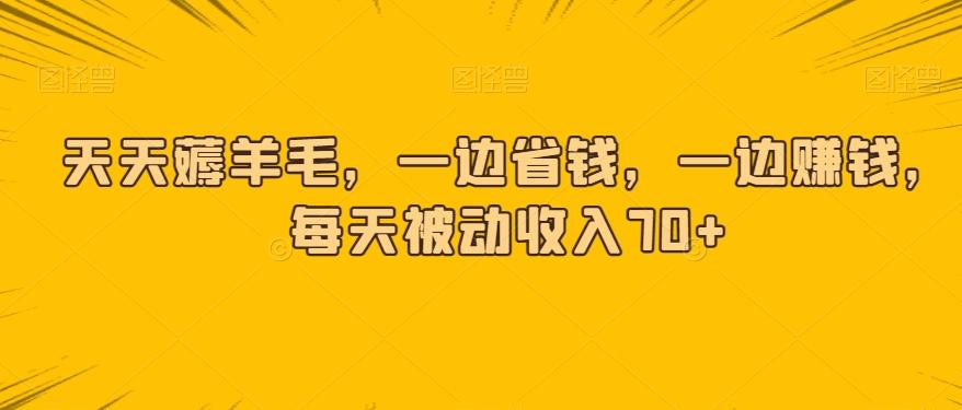 天天薅羊毛，一边省钱，一边赚钱，每天被动收入70+-天韵资源网