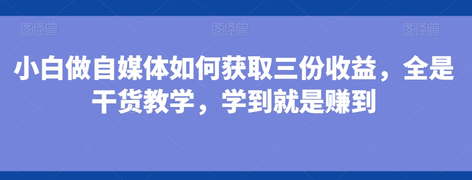 小白做自媒体如何获取三份收益，全是干货教学，学到就是赚到-天韵资源网