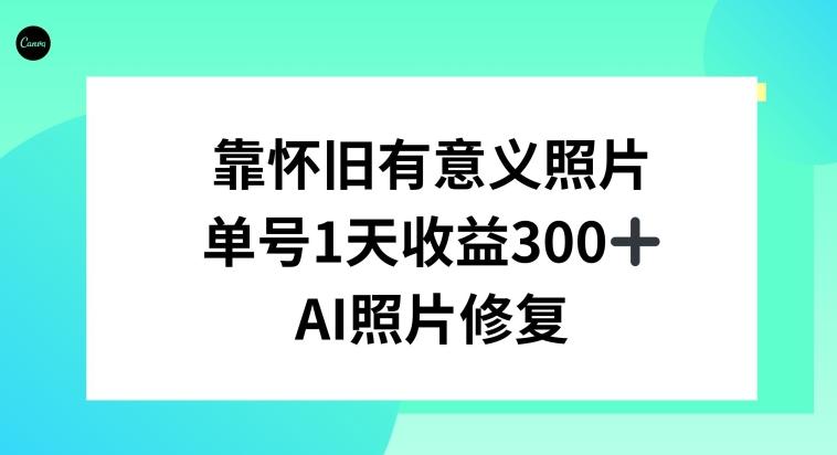 AI照片修复，靠怀旧有意义的照片，一天收益300+-天韵资源网