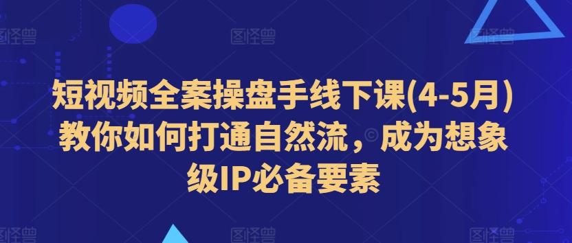 短视频全案操盘手线下课(4-5月)教你如何打通自然流，成为想象级IP必备要素-天韵资源网