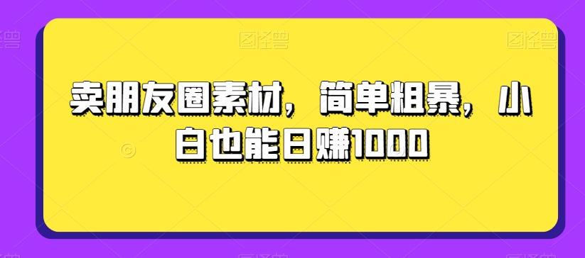 卖朋友圈素材，简单粗暴，小白也能日赚1000-天韵资源网