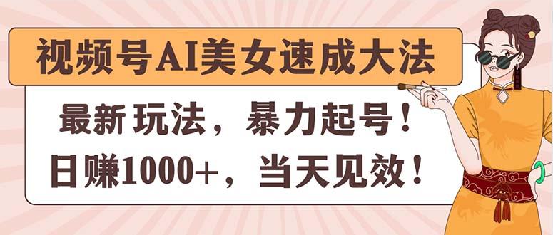 视频号AI美女速成大法，暴力起号，日赚1000+，当天见效-天韵资源网