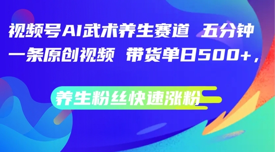 视频号AI武术养生赛道，五分钟一条原创视频，带货单日几张，养生粉丝快速涨粉【揭秘】-天韵资源网