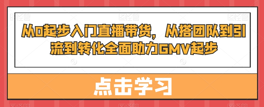 从0起步入门直播带货，​从搭团队到引流到转化全面助力GMV起步-天韵资源网