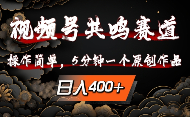 视频号共鸣赛道，操作简单，5分钟1个原创作品，日入几张【揭秘】-天韵资源网