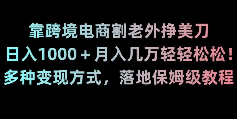 靠跨境电商割老外挣美刀，日入1000＋月入几万轻轻松松！多种变现方式，落地保姆级教程【揭秘】-天韵资源网