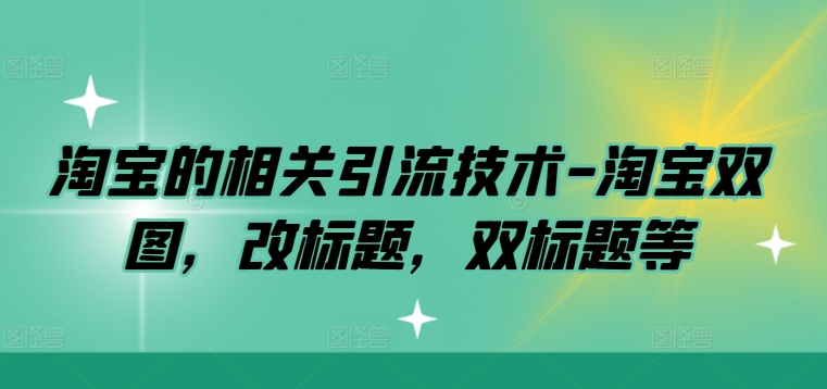 淘宝的相关引流技术-淘宝双图，改标题，双标题等-天韵资源网