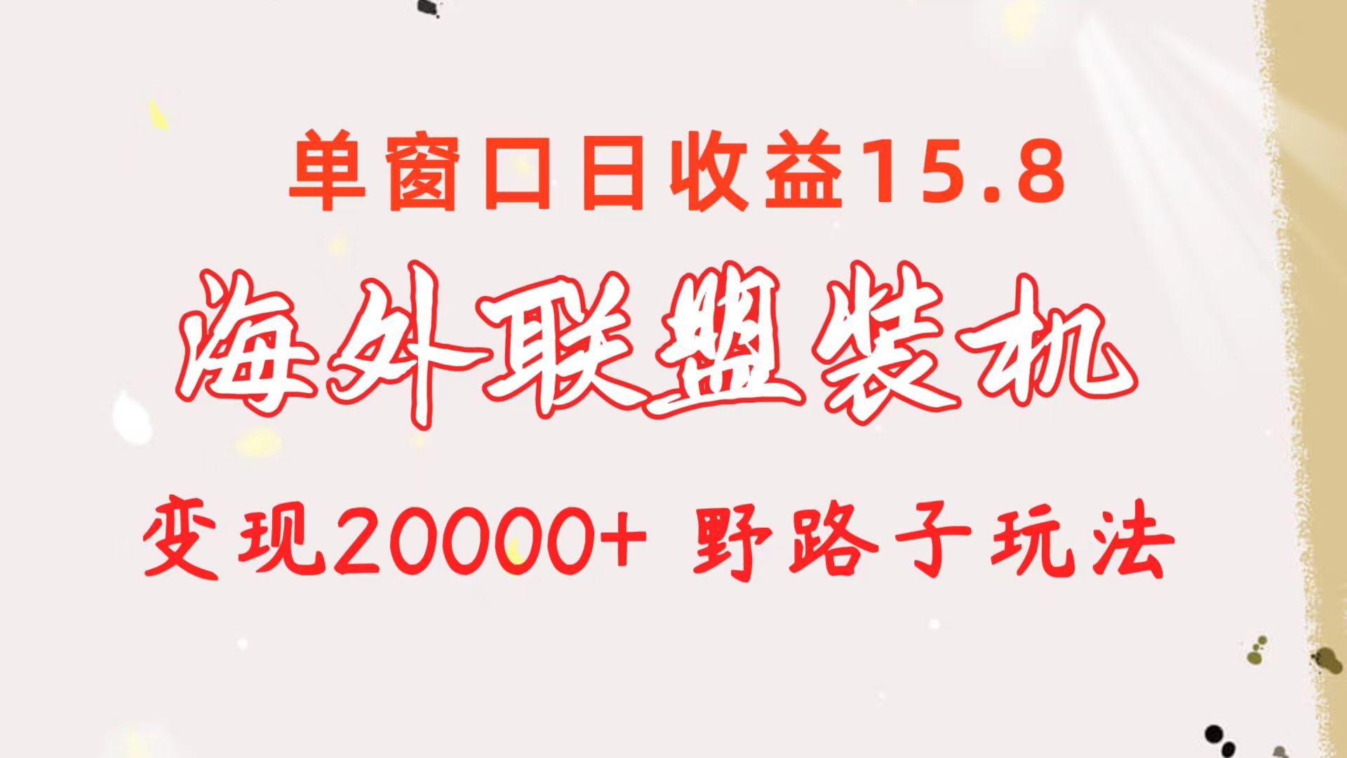 海外联盟装机 单窗口日收益15.8  变现20000+ 野路子玩法-天韵资源网