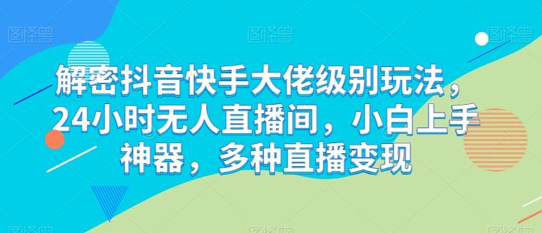 解密抖音快手大佬级别玩法，24小时无人直播间，小白上手神器，多种直播变现【揭秘】-天韵资源网