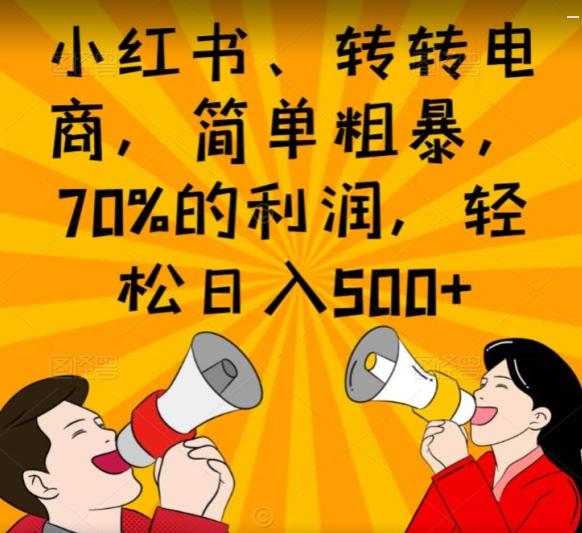 小红书、转转电商，简单粗暴，70%的利润，轻松日入500+-天韵资源网